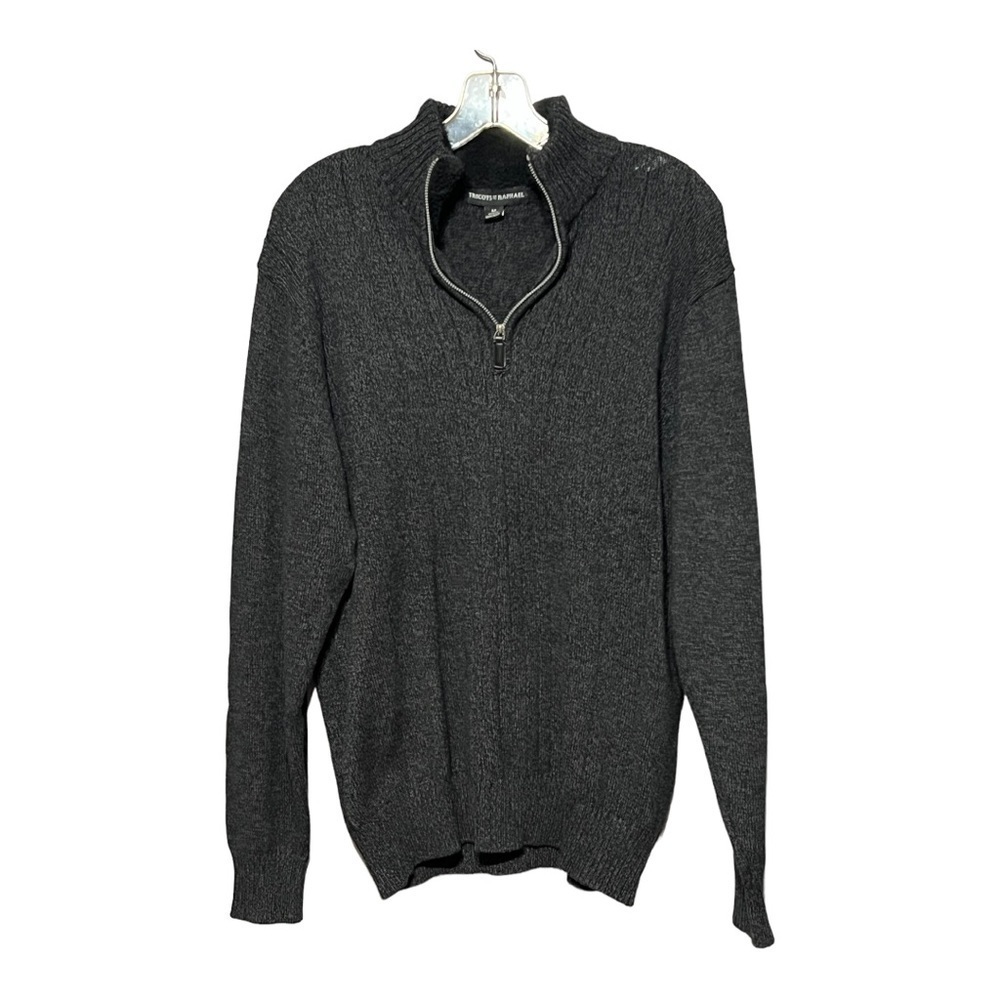Tricots St Raphael Ribbed Knit 3/4 Zip Sweater Men’s Medium Smoke Gray Pullover